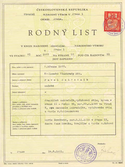 Rodný list — 7. generace